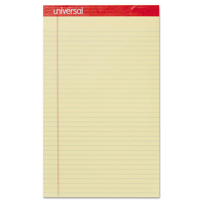 Perforated Ruled Writing Pads, Wide/Legal Rule, 8.5 x 14, Canary, 50 Sheets, Dozen