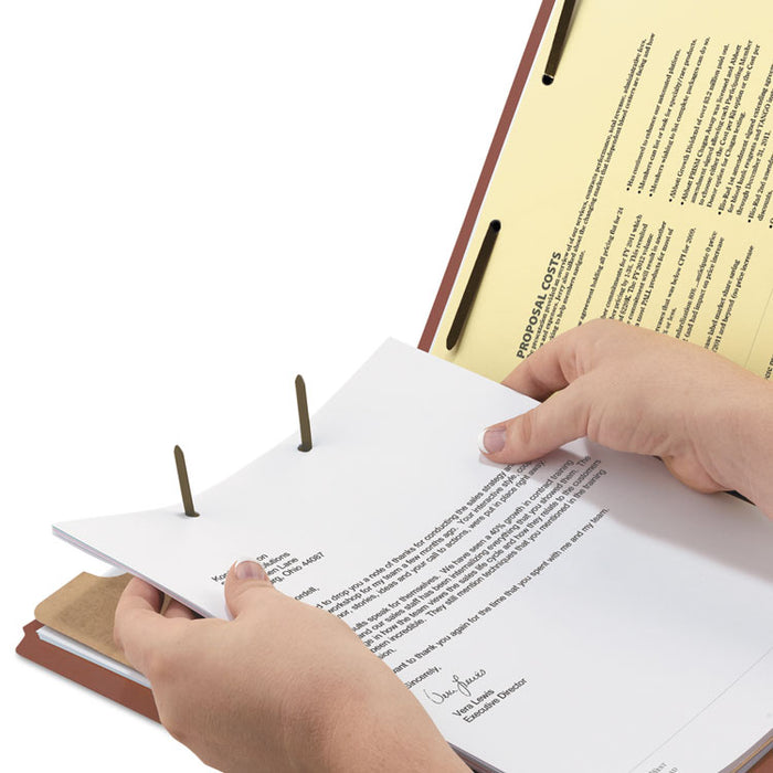 100% Recycled Pressboard Classification Folders, 1 Divider, Letter Size, Red, 10/Box