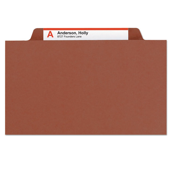 100% Recycled Pressboard Classification Folders, 1 Divider, Letter Size, Red, 10/Box