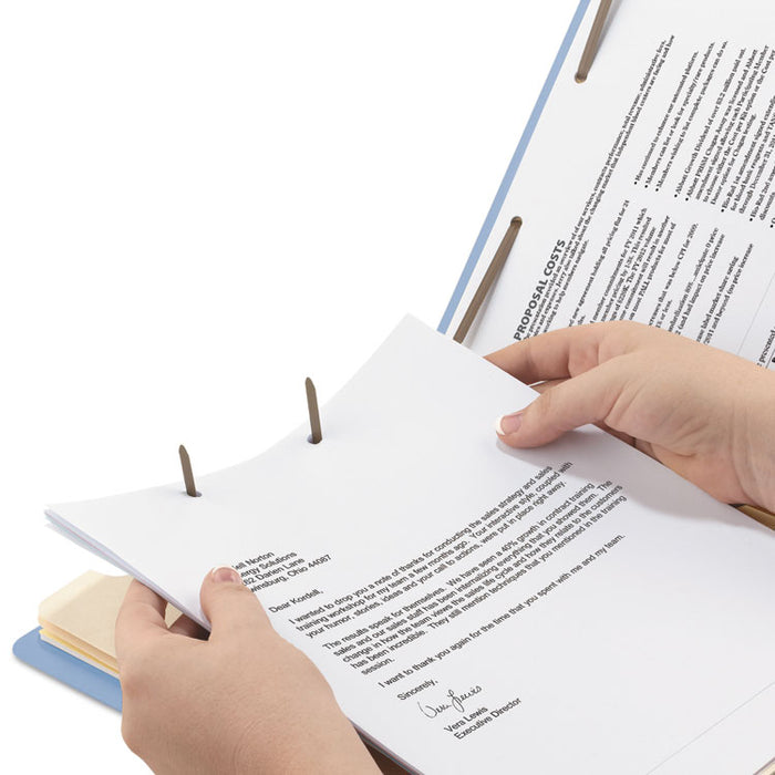 Colored Top Tab Classification Folders, 2 Dividers, Letter Size, Blue, 10/Box