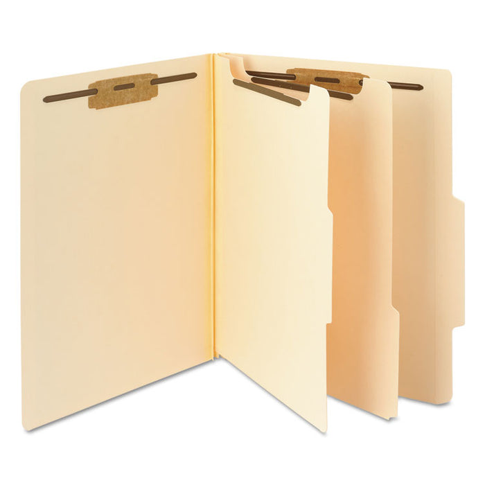 Manila Four- and Six-Section Top Tab Classification Folders, 2 Dividers, Letter Size, Manila, 10/Box
