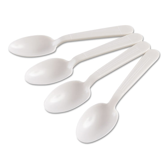 Heavyweight Cutlery, Teaspoons, Polypropylene, White, 1000/Carton