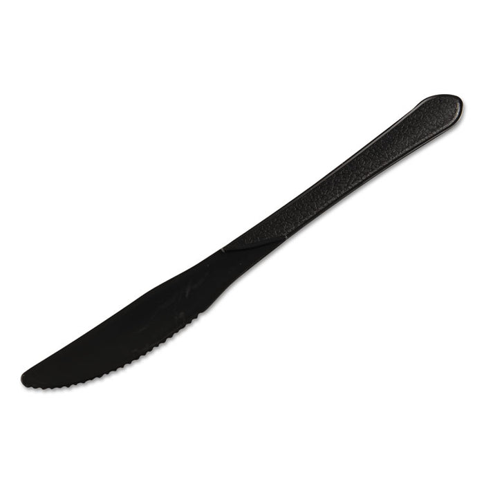 Heavyweight Cutlery, Knives, 7 1/4", Polypropylene, Black, 1000/Carton