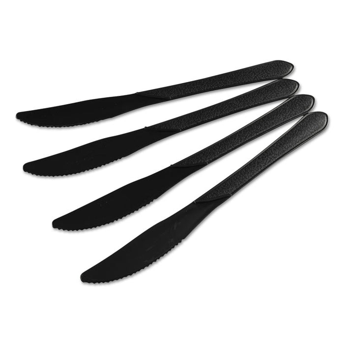 Heavyweight Cutlery, Knives, 7 1/4", Polypropylene, Black, 1000/Carton
