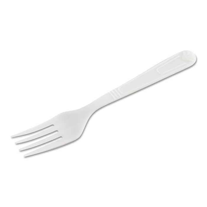 Heavyweight Cutlery, Forks, Polypropylene, WraPolypropyleneed, White, 1000/Carton