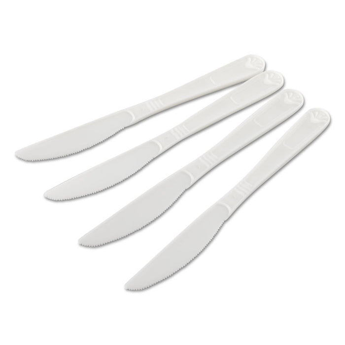 Heavyweight Cutlery, Knives, Polypropylene, White, 1000/Carton