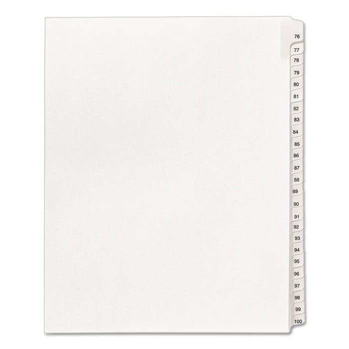 Preprinted Legal Exhibit Side Tab Index Dividers, Allstate Style, 25-Tab, 76 to 100, 11 x 8.5, White, 1 Set