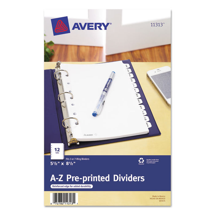 Preprinted Tab Dividers, 12-Tab, 8.5 x 5 1/2