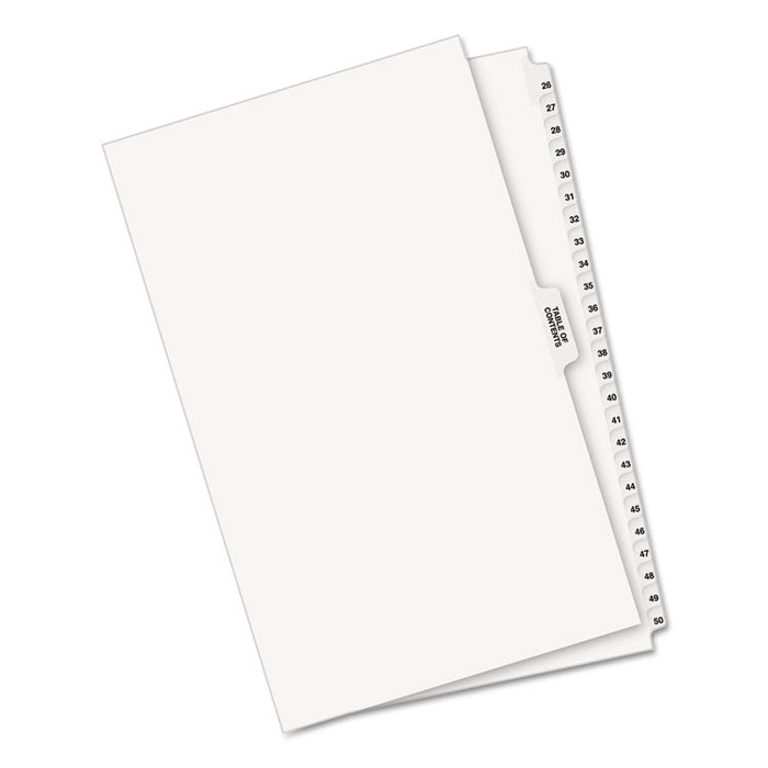 Preprinted Legal Exhibit Side Tab Index Dividers, Avery Style, 26-Tab, 26 to 50, 14 x 8.5, White, 1 Set