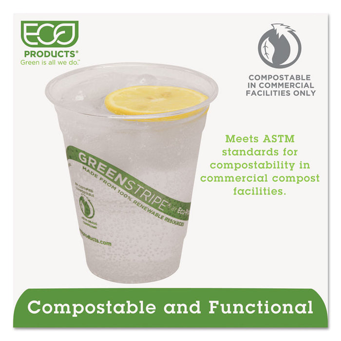 GreenStripe Renewable and Compostable Cold Cups, 12 oz, Clear, 50/Pack, 20 Packs/Carton