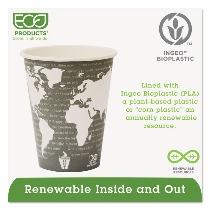 World Art Renewable Compostable Hot Cups, 12 oz., 50/PK, 20 PK/CT