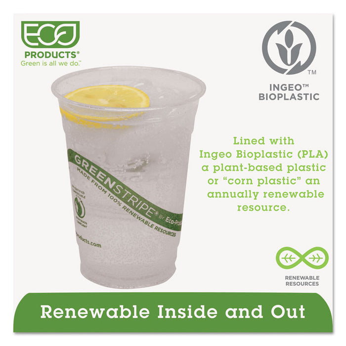 GreenStripe Renewable and Compostable Cold Cups, 16 oz, Clear, 50/Pack, 20 Packs/Carton