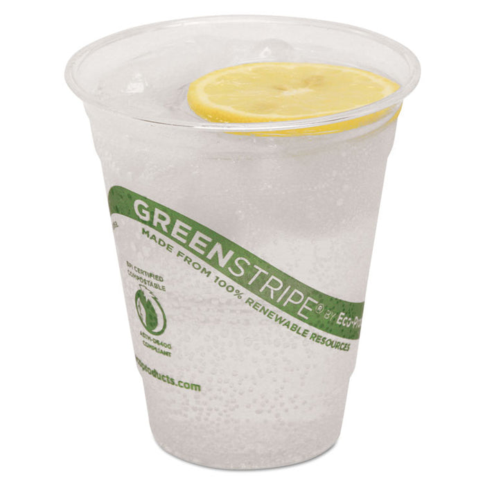 GreenStripe Renewable and Compostable Cold Cups, 12 oz, Clear, 50/Pack, 20 Packs/Carton