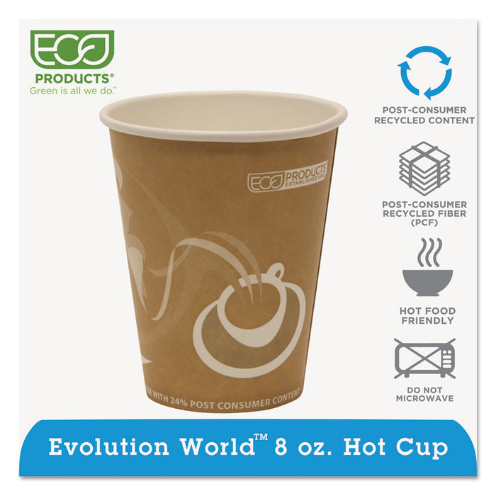 Evolution World 24% Recycled Content Hot Cups, 8 oz, 50/Pack, 20 Packs/Carton