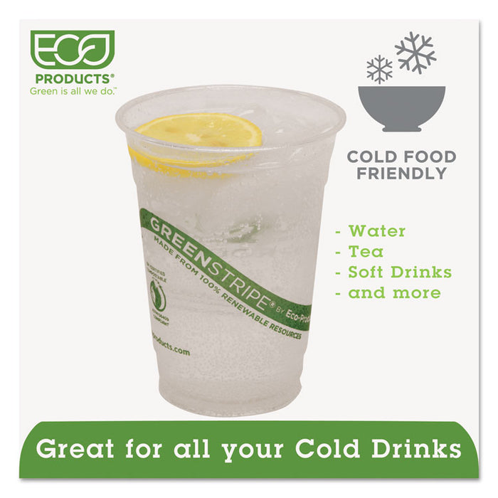 GreenStripe Renewable and Compostable Cold Cups, 16 oz, Clear, 50/Pack, 20 Packs/Carton