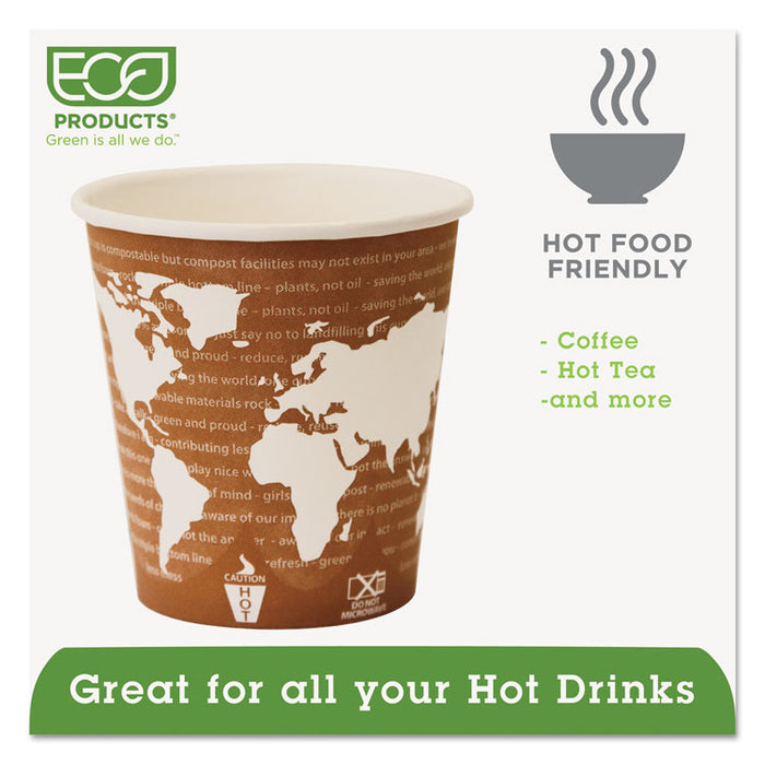 World Art Renewable Compostable Hot Cups, 10 oz., 50/PK, 20 PK/CT