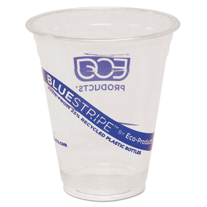BlueStripe 25% Recycled Content Cold Cups, 12 oz, Clear/Blue, 50/Pk, 20 Pk/Ct