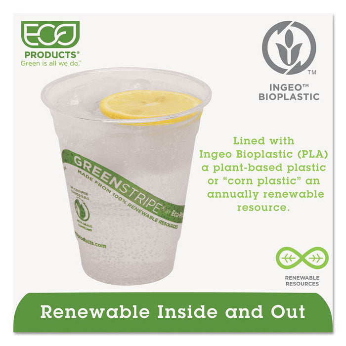 GreenStripe Renewable and Compostable Cold Cups, 12 oz, Clear, 50/Pack, 20 Packs/Carton