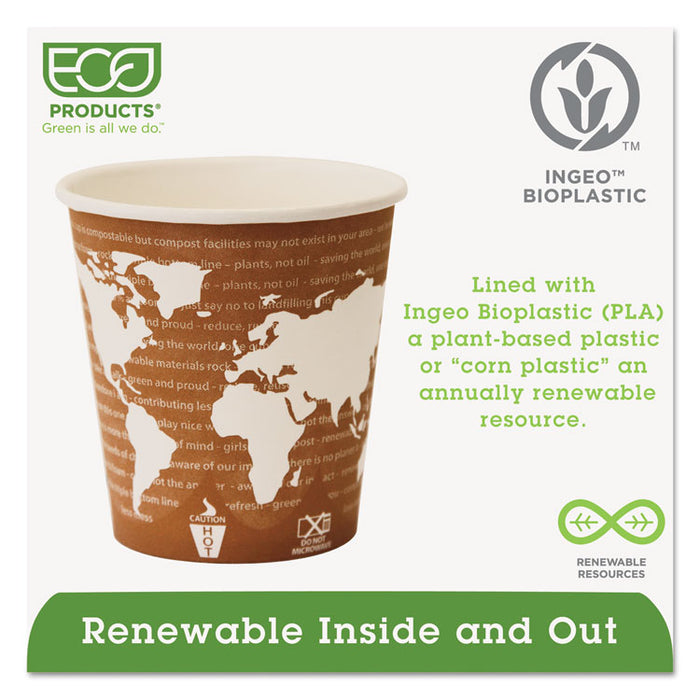 World Art Renewable Compostable Hot Cups, 10 oz., 50/PK, 20 PK/CT