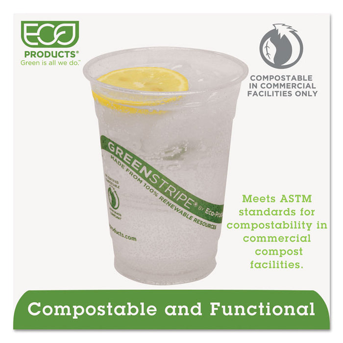 GreenStripe Renewable and Compostable Cold Cups, 16 oz, Clear, 50/Pack, 20 Packs/Carton