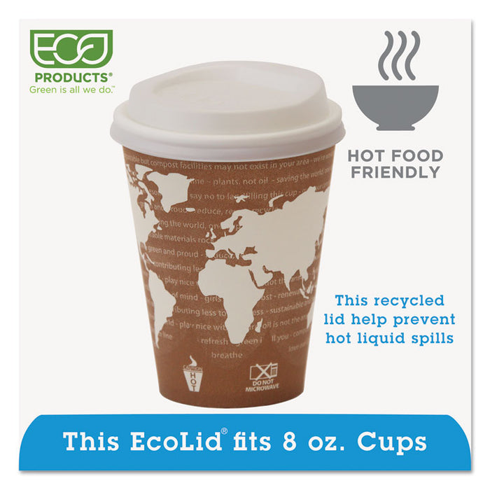 EcoLid 25% Recy Content Hot Cup Lid, White, Fits 8oz Hot Cups, 100/PK, 10 PK/CT