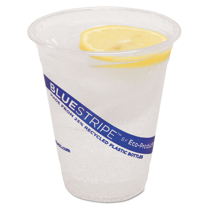 BlueStripe 25% Recycled Content Cold Cups, 12 oz, Clear/Blue, 50/Pk, 20 Pk/Ct