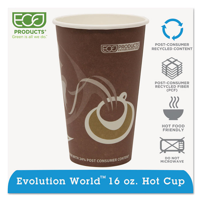 Evolution World 24% Recycled Content Hot Cups 16 oz, 50/Pack, 20 Packs/Carton