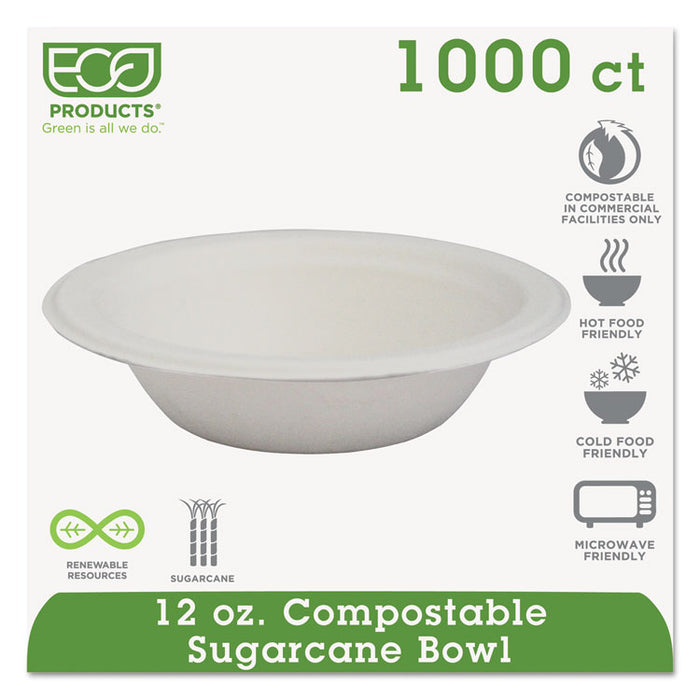 Renewable & Compostable Sugarcane Bowls - 12oz., 50/PK, 20 PK/CT