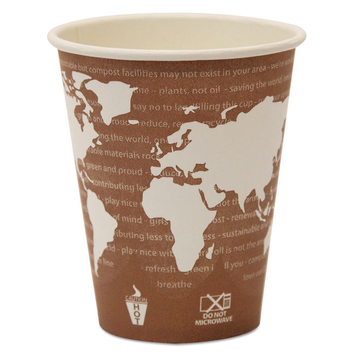 World Art Renewable and Compostable Hot Cups, 8 oz, 50/Pack, 20 Packs/Carton