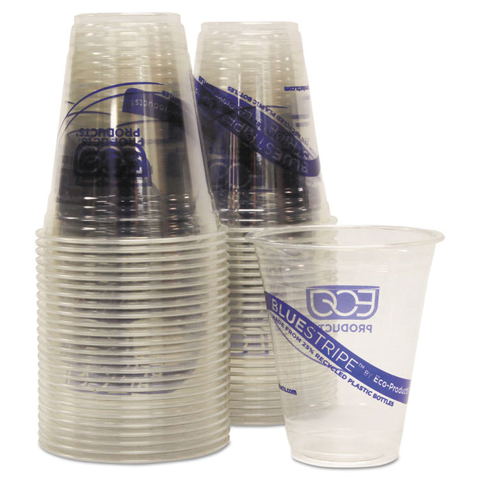 BlueStripe 25% Recycled Content Cold Cups Convenience Pack, 12 oz, Clear/Blue, 50/Pack