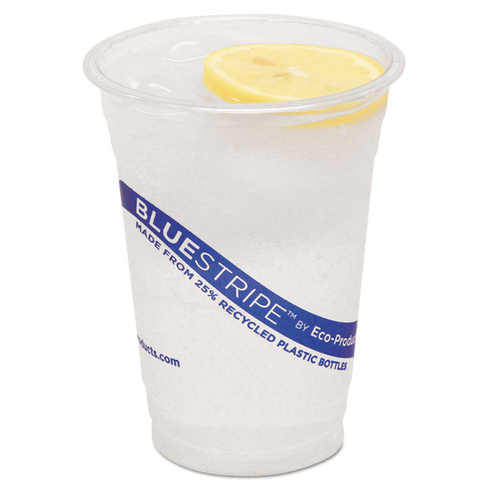 BlueStripe 25% Recycled Content Cold Cups, 16 oz, Clear/Blue, 50/Pk, 20 Pk/Ct