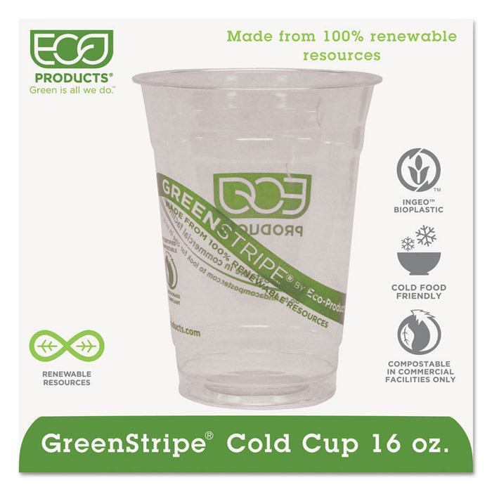 GreenStripe Renewable and Compostable Cold Cups, 16 oz, Clear, 50/Pack, 20 Packs/Carton