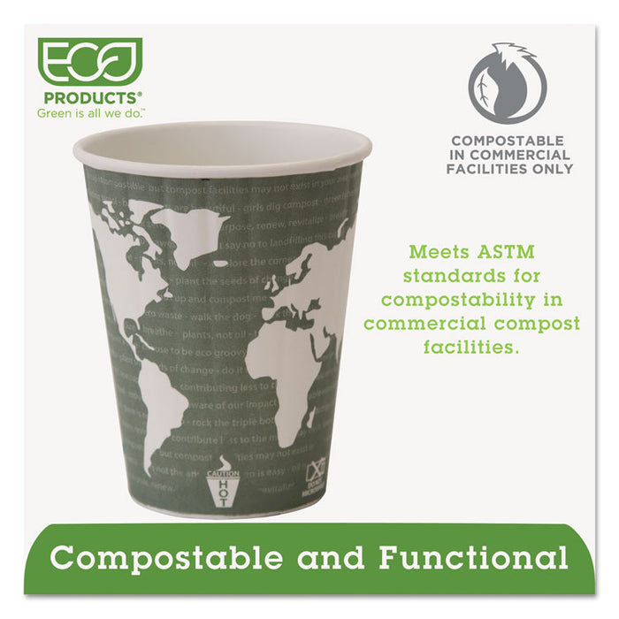 World Art Renewable and Compostable Insulated Hot Cups, PLA, 12 oz, 40/Packs, 15 Packs/Carton