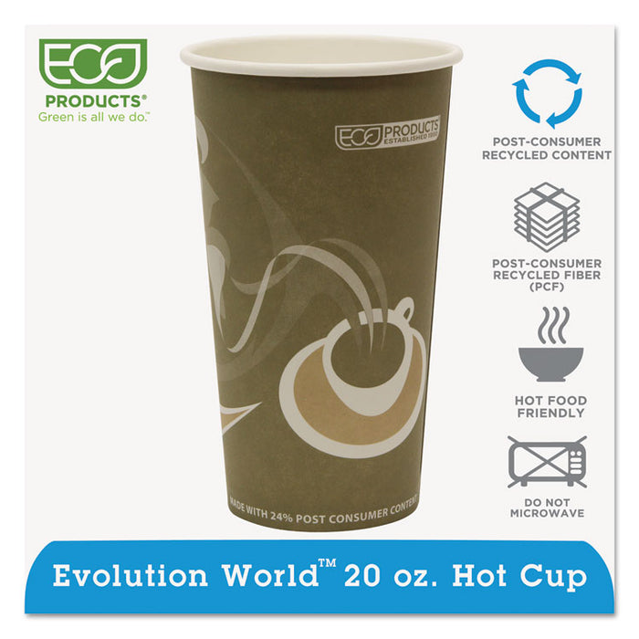 Evolution World 24% Recycled Content Hot Cups, 20 oz, 50/Pack, 20 Packs/Carton