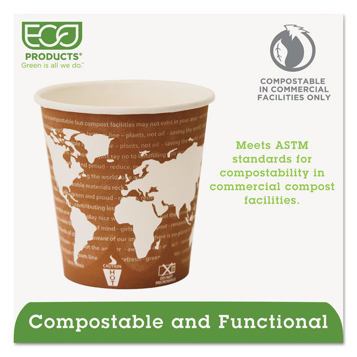 World Art Renewable Compostable Hot Cups, 10 oz., 50/PK, 20 PK/CT