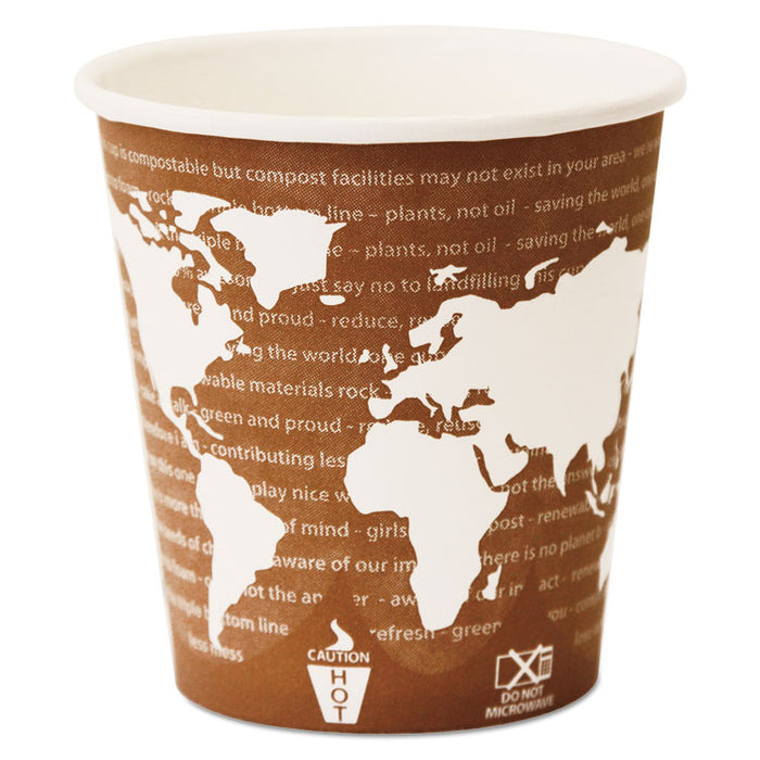 World Art Renewable Compostable Hot Cups, 10 oz., 50/PK, 20 PK/CT
