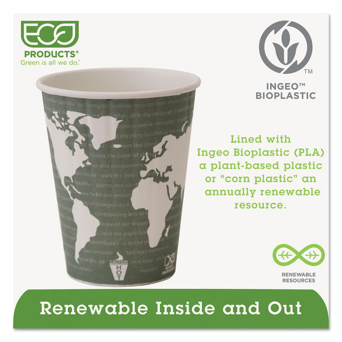 World Art Renewable and Compostable Insulated Hot Cups, PLA, 12 oz, 40/Packs, 15 Packs/Carton
