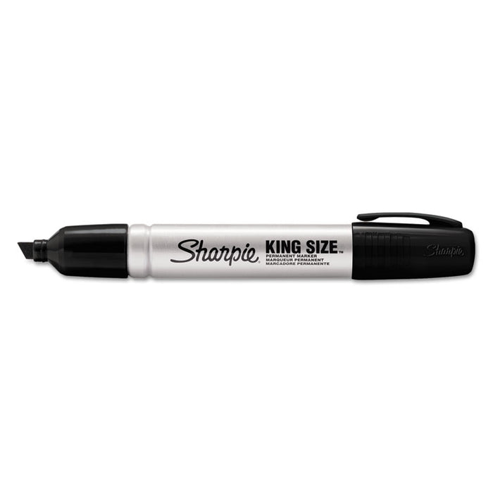 King Size Permanent Marker 15101PP, Broad Chisel Tip, Black, 6/Box
