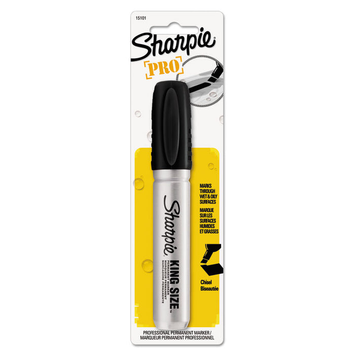 King Size Permanent Marker 15101PP, Broad Chisel Tip, Black, 6/Box