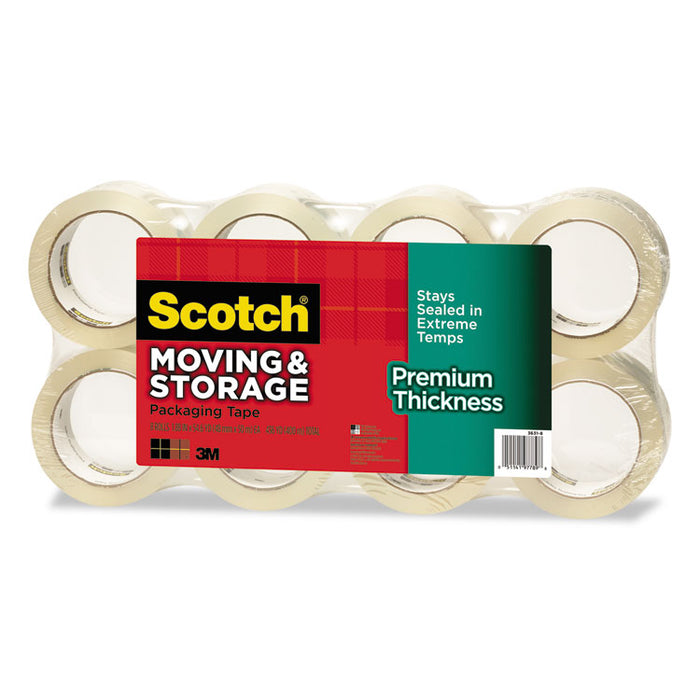 Moving and Storage Packaging Tape - Premium Thickness, 3" Core, 1.88" x 60 yds, Clear, 8/Pack