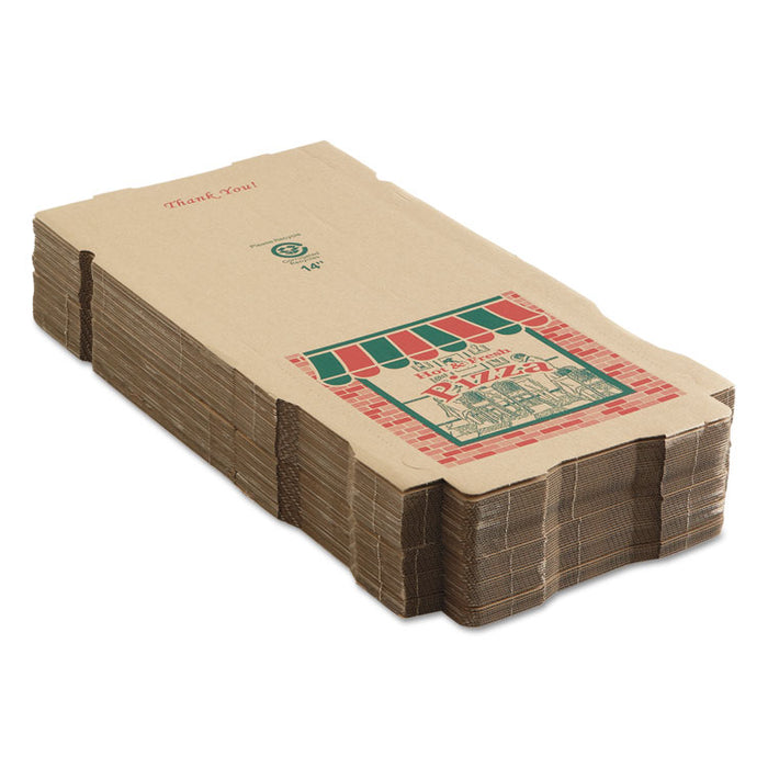 Corrugated Pizza Boxes, 14 x 14 x 1 3/4, Kraft, 50/Carton