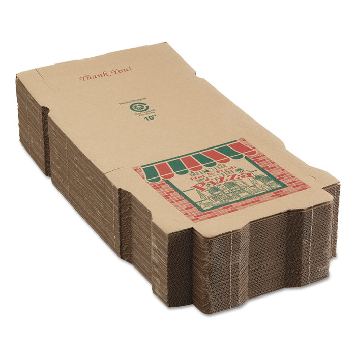Corrugated Pizza Boxes, 10 x 10 x 1 3/4, Kraft, 50/Carton