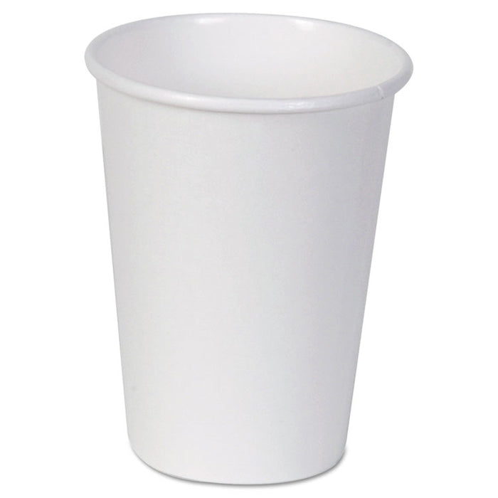 Paper Hot Cups, 12 oz, White, 50/Sleeve, 20 Sleeves/Carton