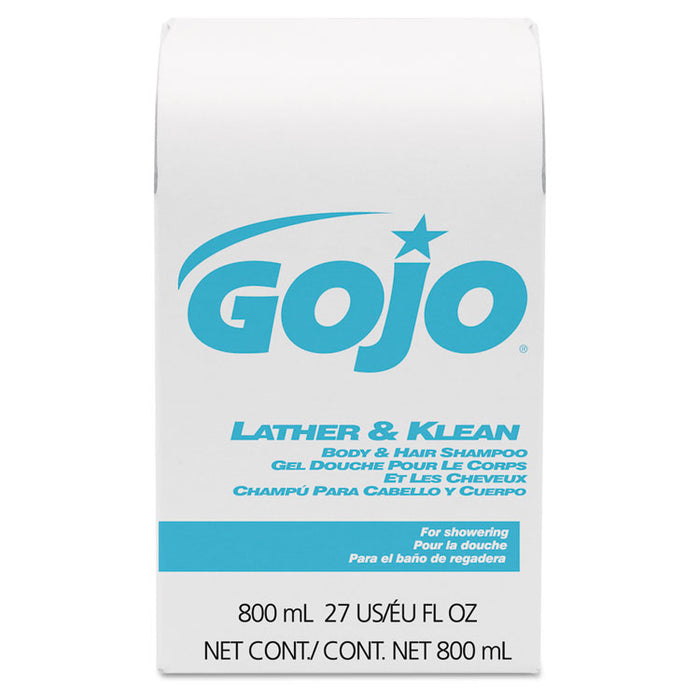 Lather & Klean Body & Hair Shampoo Refill, Pleasantly Scented, 800 ml, 12/Carton