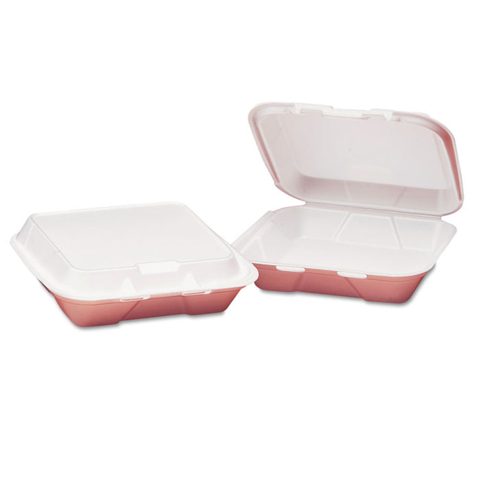 Snap-It Foam Hinged Container, Small, 1-Comp, White, 8-7/16x7-5/8x2-3/8, 100/Bag