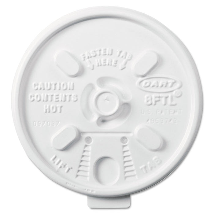 Lift n' Lock Plastic Hot Cup Lids, 6-10oz Cups, White, 1000/Carton
