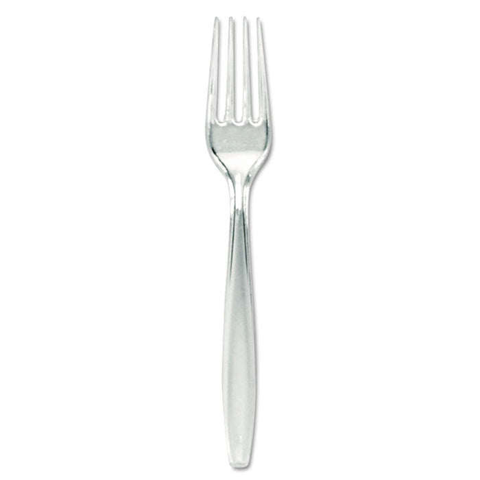 Plastic Cutlery, Forks, Heavyweight, Clear, 1,000/Carton