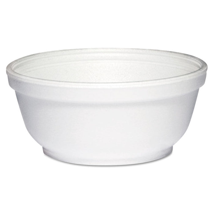 Foam Bowls, 8 Ounces, White, Round, 50/Pack
