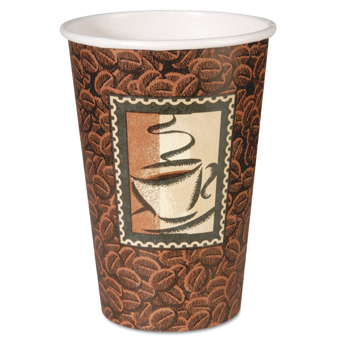 Polycoated Paper Cup, Hot, 16 oz., Java Design, Brown, 50/Bag