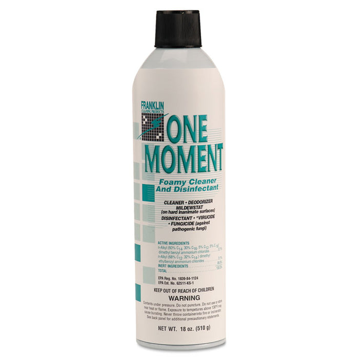 One Moment Foamy Cleaner and Disinfectant, Citrus, 18oz. Aerosol Can, 12/CT